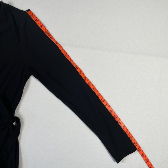 Fashion Nova Layla Fit & Flare Wrap Dress Mini V Neck Long Sleeves Black Size L - Picture 12 of 16